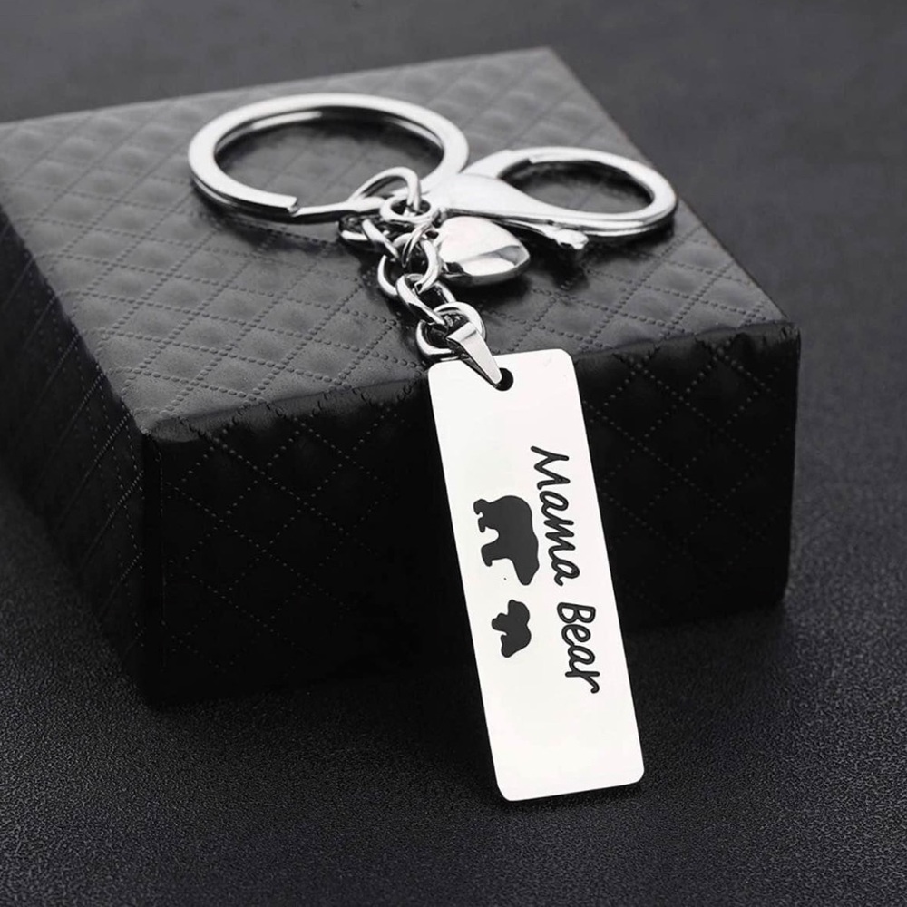 Silver Mama Bear Keychain, Key Holder
